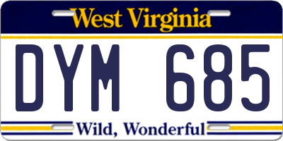WV license plate DYM685
