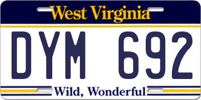 WV license plate DYM692