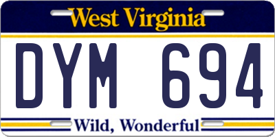 WV license plate DYM694