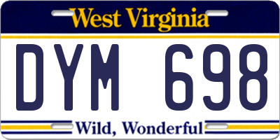 WV license plate DYM698