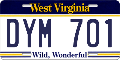 WV license plate DYM701