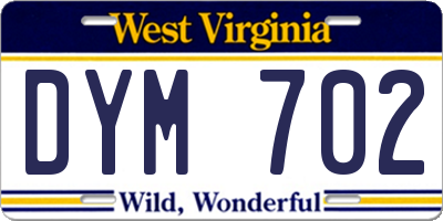 WV license plate DYM702