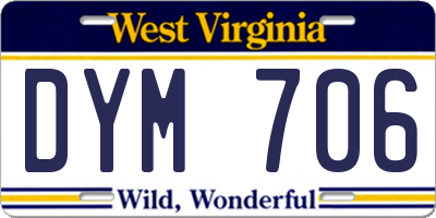 WV license plate DYM706