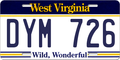 WV license plate DYM726