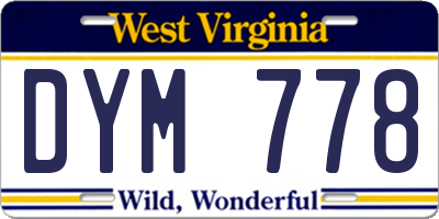 WV license plate DYM778