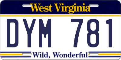 WV license plate DYM781