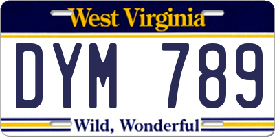 WV license plate DYM789