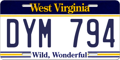 WV license plate DYM794