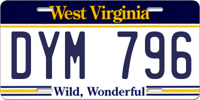 WV license plate DYM796