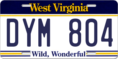 WV license plate DYM804