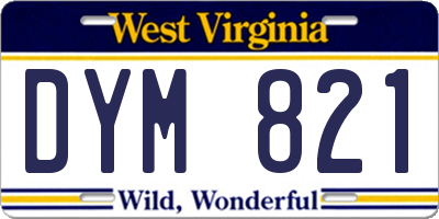 WV license plate DYM821