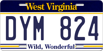 WV license plate DYM824