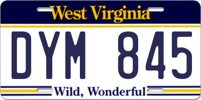WV license plate DYM845