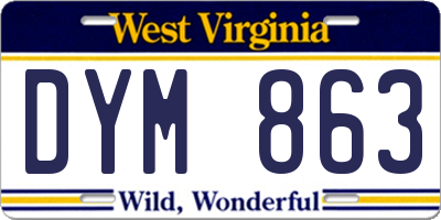 WV license plate DYM863