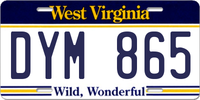 WV license plate DYM865