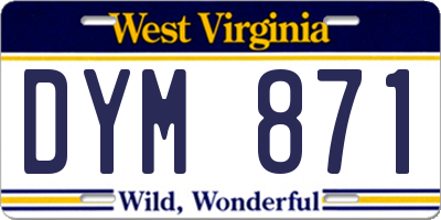 WV license plate DYM871