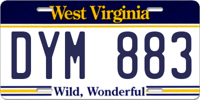 WV license plate DYM883