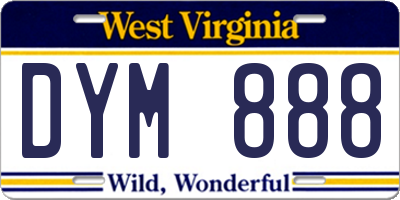 WV license plate DYM888