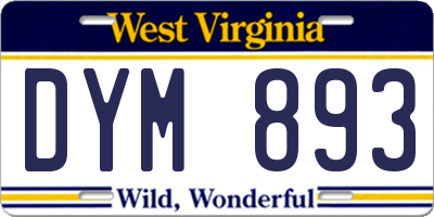 WV license plate DYM893