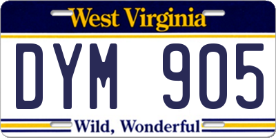 WV license plate DYM905