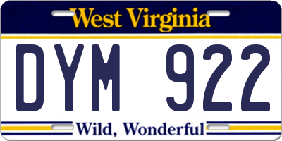 WV license plate DYM922
