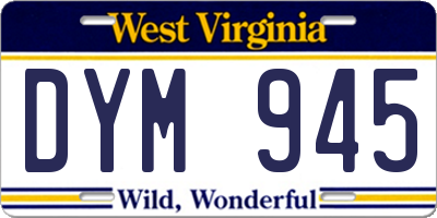 WV license plate DYM945
