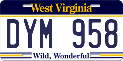 WV license plate DYM958