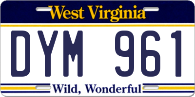 WV license plate DYM961