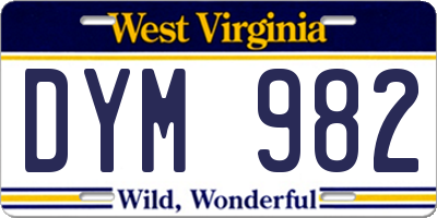 WV license plate DYM982