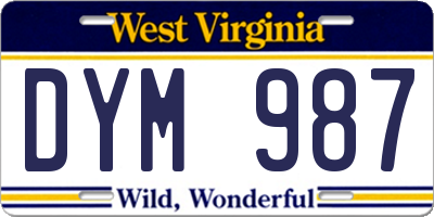 WV license plate DYM987