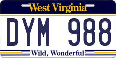 WV license plate DYM988