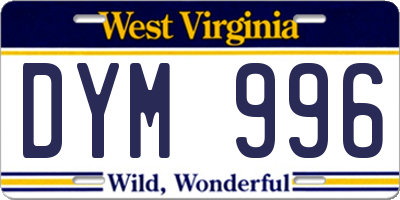 WV license plate DYM996
