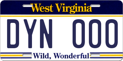 WV license plate DYN000