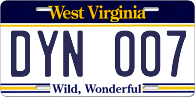 WV license plate DYN007