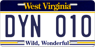 WV license plate DYN010