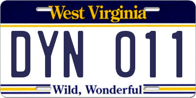 WV license plate DYN011