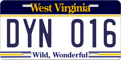 WV license plate DYN016