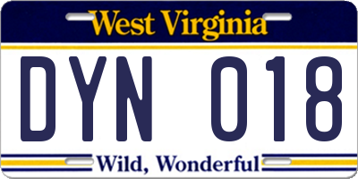 WV license plate DYN018