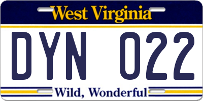 WV license plate DYN022
