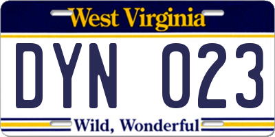 WV license plate DYN023
