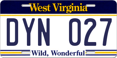 WV license plate DYN027