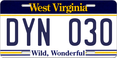WV license plate DYN030