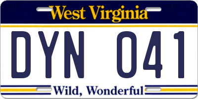 WV license plate DYN041