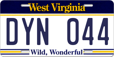 WV license plate DYN044