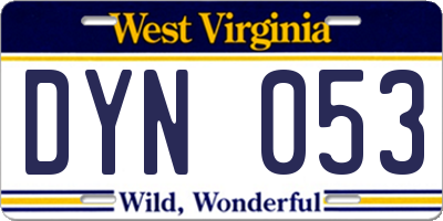 WV license plate DYN053