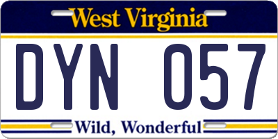 WV license plate DYN057