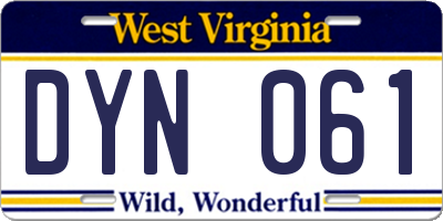 WV license plate DYN061