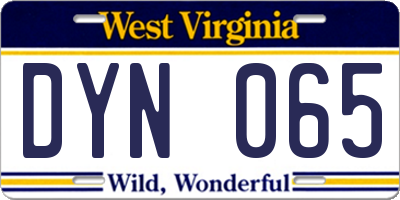 WV license plate DYN065