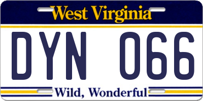 WV license plate DYN066