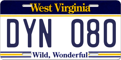 WV license plate DYN080